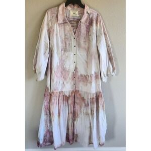 Painted Oyster Handmade Upcycled Tie Dye Pintuck Dress XL XXL Art Boho artisan